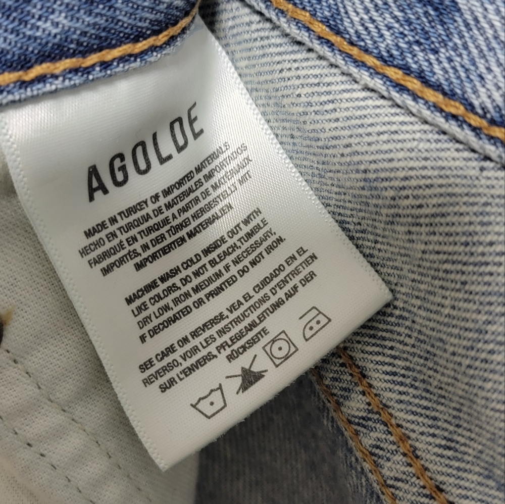 Agolde anthropologie Riley distressed light wash denim button fly jeans - Picture 6 of 9